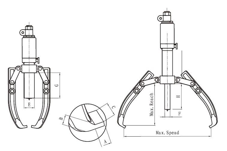 Hydraulischer Radnabenabzieher mit externer Handpumpe 5 T (L-5F-MP)