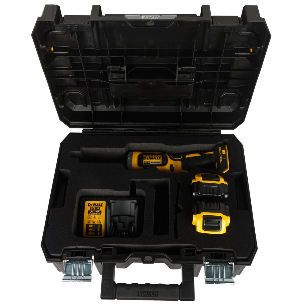 18V/2x5Ah Akku-Geradschleifer 6mm, T STAK-Box II (DeWALT DCG426P2-QW)